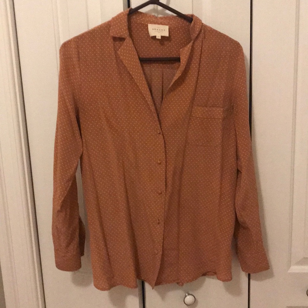 Sezane silk pink polka dot blouse